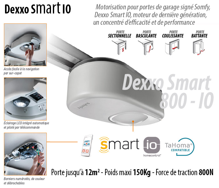 Moteur porte de garage Dexxo SMART 800 IO Somfy